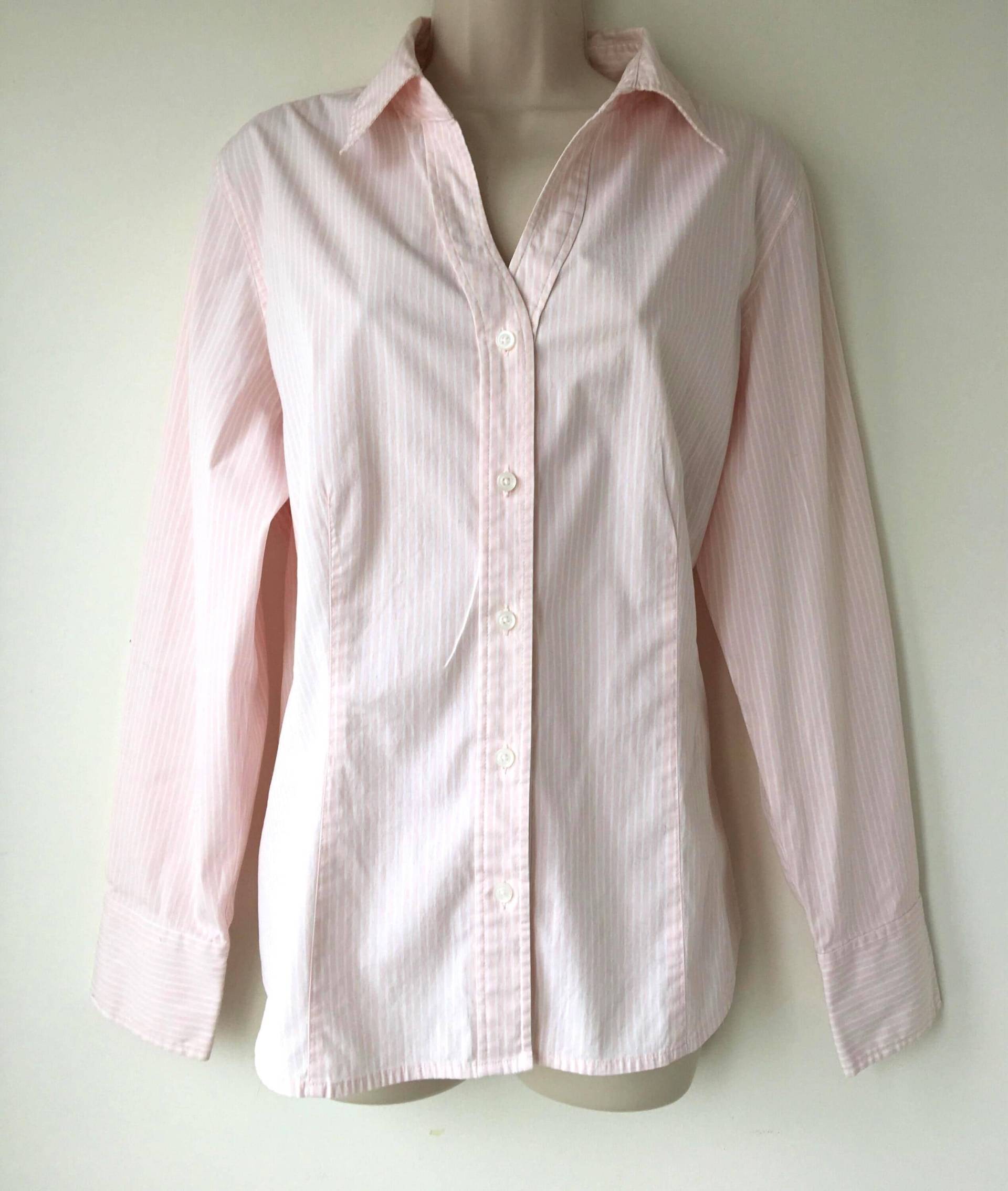 Vintage 90Er Jahre Gap Pink Striped Shirt Taillierte Bluse Aus Baumwollgemisch, Xl Usa-Zoll von IldiVintage