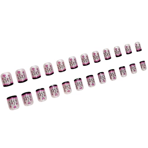24 Stück Nägel Zum Aufdrücken Quadratisch Kleber Auf Den Nägeln Französische Kunstnägel Designs Falsche Nägel Künstliche Nägel Geschenke Für Frauen Und Mädchen von Illkjasfc