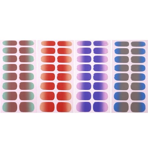 4 Bögen Nails Art Sticker Gels Nails Strips Bunte Nagellackaufkleber Nails Wraps Nails Art Dekorationen von Illkjasfc