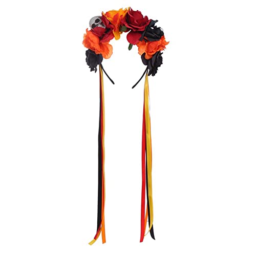 Blumenkronen für Damen, Stirnband, Totenkopf-Stirnband, Blumen-Stirnband, Halloween-Stirnband von Illkjasfc