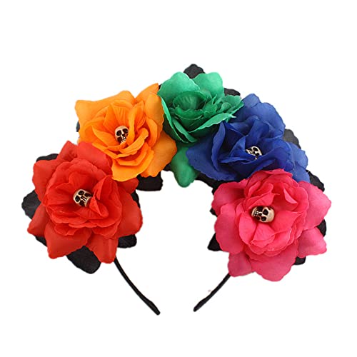 Bunte Stirnbänder in Blumenform, für Partys mit Totenkopf-Dekor, Stirnbänder für Damen, Partyzubehör von Illkjasfc