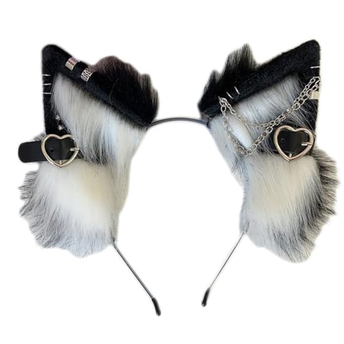 Halloween-Performances Wolfsohr-Haarband mit Legierungsohr-Dekor, Katzenohren-Haarbänder, Cartoon-Haarreif von Illkjasfc