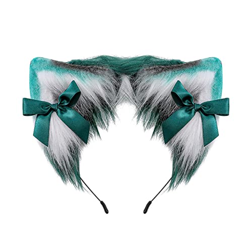 Illkjasfc Cosplay-Haarreif mit Katzenohren, Cosplay, mit Schleife, für Damen, Teenager, für Live-Übertragung, Karneval, Haarband von Illkjasfc