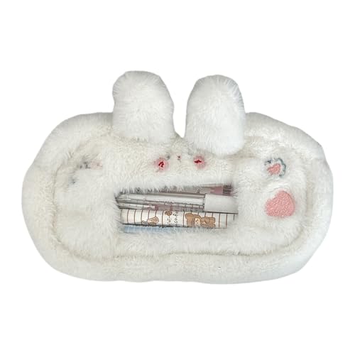 Illkjasfc Federmäppchen mit Cartoon-Hund, große Kapazität, Plüsch, Kaninchen, Federmäppchen, kreative Tasche, Schulbedarf, Cartoon-Hundeetui, niedliches Tierstift, große Kapazität, B von Illkjasfc