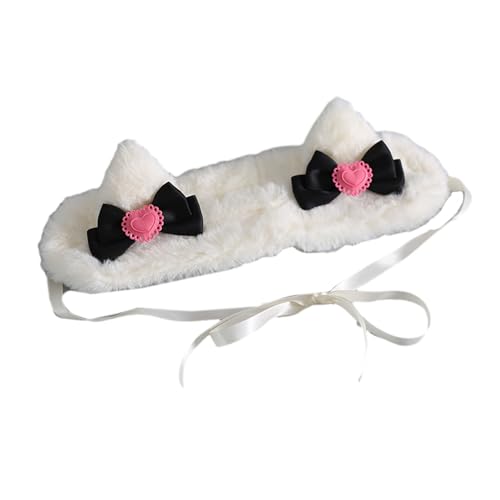 Illkjasfc Haarreif mit pelzigen Ohren für Frauen mit Fliege, Plüsch-Haarband, Lolita-Stil, Cosplay, Stirnband, Party, Kostüm, Halloween, Kopfschmuck von Illkjasfc