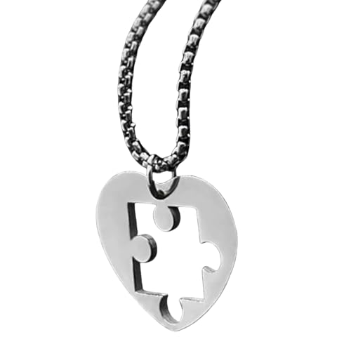 Illkjasfc Herz-Puzzleteile Paar-Halsketten Stabiler Stahl Herz Puzzle Anhänger Halsketten Zubehör Für Paare Romantik Freundschaft Halskette von Illkjasfc