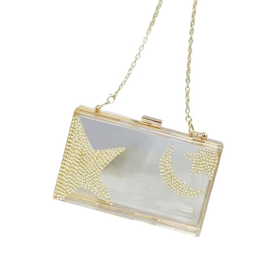 Illkjasfc Luxuriöse Abendtasche mit Kette, Schultergurt, Umhängetasche, Handtasche für Hochzeiten, Partys und elegante Anlässe, modische Abendtasche, gold, One Size von Illkjasfc