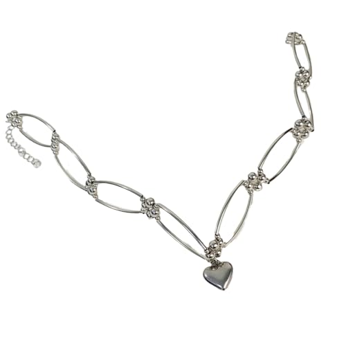 Illkjasfc Modische Halskette mit Herzanhänger, verstellbare Kette, tragbares Schmuck-Accessoire für Trendsetter, elegante Damen-Halskette Illkjasfc Modische Halskette mit Herzanhänger, verstellbare Kette, tragbares Schmuck-Accessoire für Trendsetter, elegante Damen-Halskette von Illkjasfc