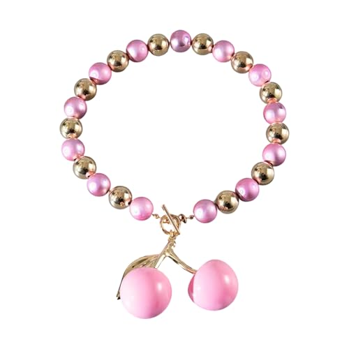 Illkjasfc Modische Halskette mit Kirschen-Anhänger, übertriebener Obst-Anhänger, Schmuck für Studenten und Profis, Modeschmuck für Damen von Illkjasfc