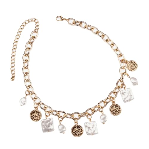 Illkjasfc Modische Halskette mit geometrischem Anhänger, stilvolle unregelmäßige Halskette, Legierung, Textur, geeignet für Modeliebhaber, trendiges Damen-Accessoire von Illkjasfc