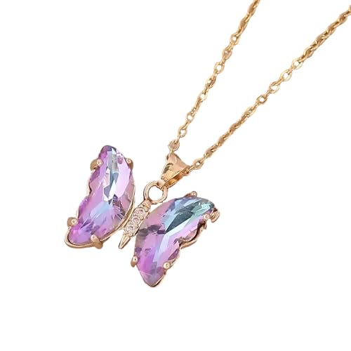Illkjasfc Modische Schmetterlings-Halskette mit Zirkon-Verzierung für Frauen, die Stile und Raffinesse in jeder Umgebung suchen, eleganter Schmuck für Damen von Illkjasfc