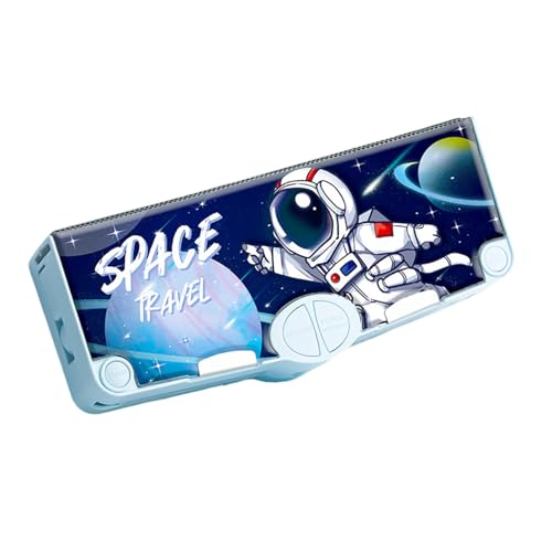 Illkjasfc Multifunktionales Federmäppchen inklusive Anspitzer, Schere, Stundenplan, Fingerwickelband, transparentes Lineal, Radiergummi, Kinder, Stiftebox, Multifunktions-Federmäppchen, Star Sailing von Illkjasfc