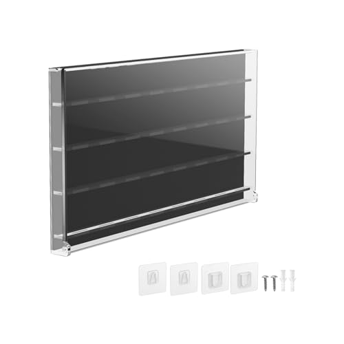 Illkjasfc Praktischer Gitarrenplektrenhalter für 32 Plektren, wandmontierbar, Aufbewahrungs-Organizer mit staubdichter Abdeckung, Acryl-Textur, Rückplatte, Schwarz von Illkjasfc