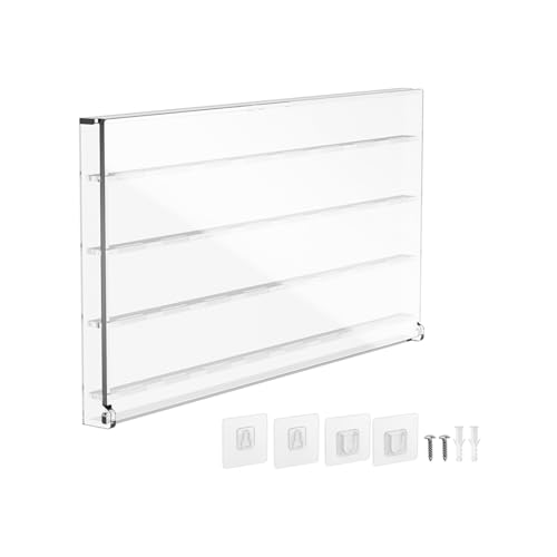 Illkjasfc Praktischer Gitarrenplektrenhalter für 32 Plektren, wandmontierbar, Aufbewahrungs-Organizer mit staubdichter Abdeckung, Acryl-Textur, Rückplatte, durchsichtig von Illkjasfc