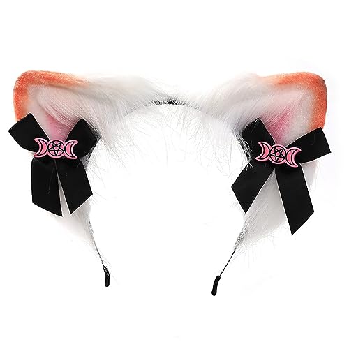 Illkjasfc Punk Anime Hairhoop Plüsch Katzenohren Stirnband Cosplay Kostüm Halloween Party Kopfschmuck Frauen Anime Kopfbedeckung von Illkjasfc