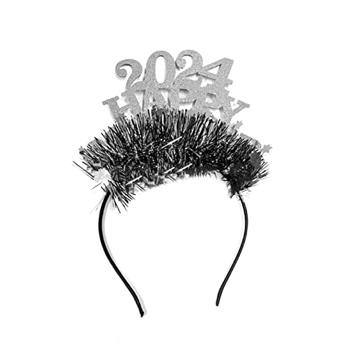 Illkjasfc Shining 2024 HAPPY Shape Headband Festival Hair Hoop New Year Performances Headpiece Christmas Party Costume Unisex von Illkjasfc