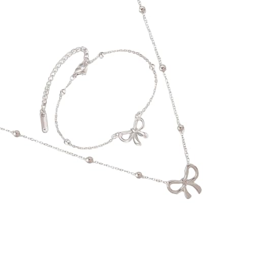 Illkjasfc Trendiges Schleifenschmuck-Set, raffiniertes Schleifen-Design, Halsketten-Set für modebewusste Frauen, stabiles Mode-Accessoire Illkjasfc Trendiges Schleifenschmuck-Set, raffiniertes Schleifen-Design, Halsketten-Set für modebewusste Frauen, stabiles Mode-Accessoire von Illkjasfc