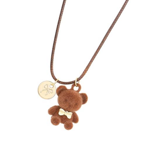 Illkjasfc Weiche Plüschbär-Anhänger-Halskette mit stabiler Kette, tragbares Accessoire für trendige Frauen, Damen, besondere Anlässe von Illkjasfc