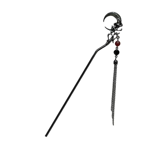 Kleine Menschenmenge, einfache Haarspange, chinesischer inspirierter Kopfschmuck für lockiges Haar, stilvolle fließende Quasten, Haarnadel-Zubehör von Illkjasfc