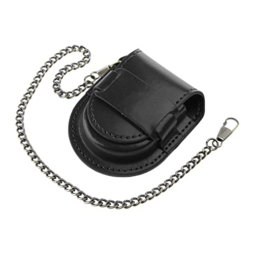 Modische Taschenuhr-Lederetuis mit Kette, Vintage-Uhrenschutzhalter, Hüfttasche, Münzgeldbörsen, Schwarz-bronzefarbene Kette Modische Taschenuhr-Lederetuis mit Kette, Vintage-Uhrenschutzhalter, Hüfttasche, Münzgeldbörsen, Schwarz-bronzefarbene Kette von Illkjasfc