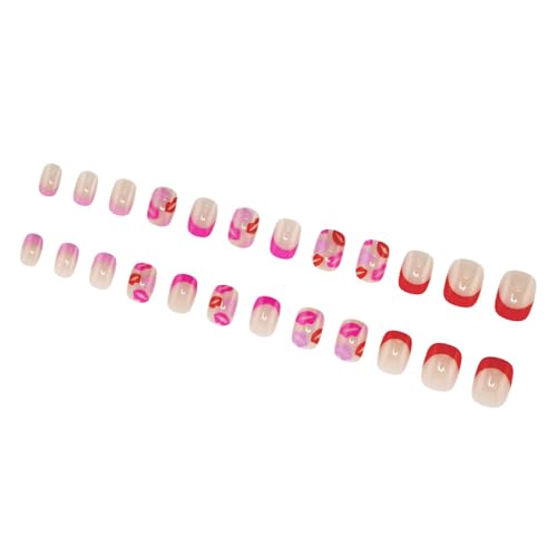Nägel zum Aufdrücken, Mandelkleber, französische Nägel, künstliche Nägel, Geschenke für Frauen und Mädchen, 24 Stück von Illkjasfc