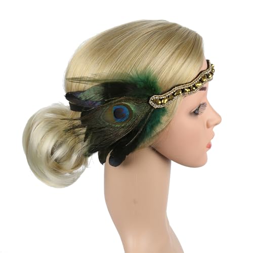 Strass-Stirnband für Damen, elastisch, 1920er-Jahre-Stirnband, Hochzeit, Party, Braut, Fotografie, Haarschmuck von Illkjasfc