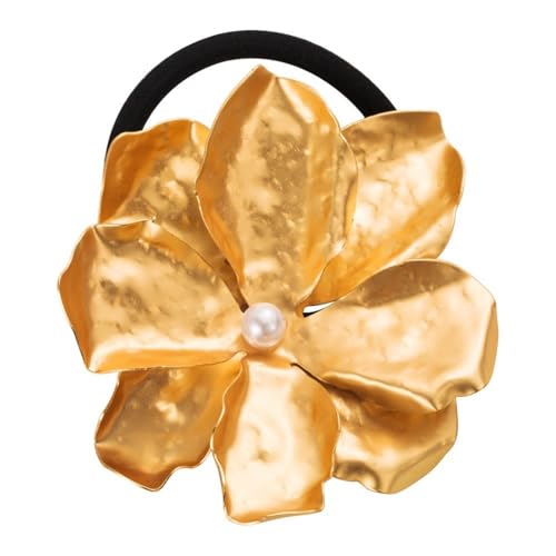 Übergroße Haargummis, Metallic-Blume, Haargummi, elastisches Haarteil, Haarseil, Damen-Haarschmuck von Illkjasfc