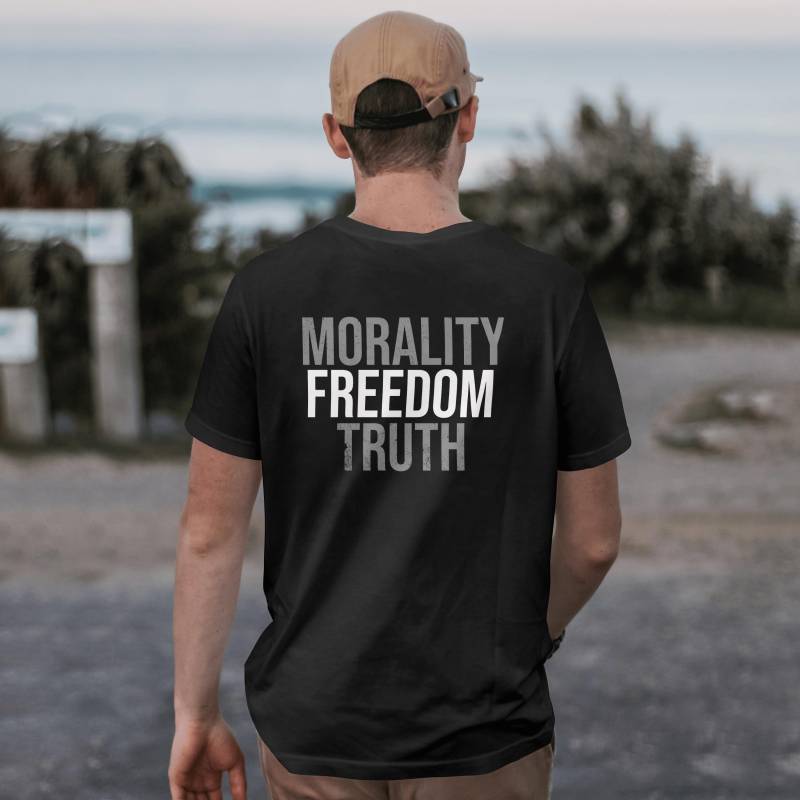 Morality/Freedom/Truth/Unisex Softstyle T-Shirt/Backprint von IlluminationbySascha