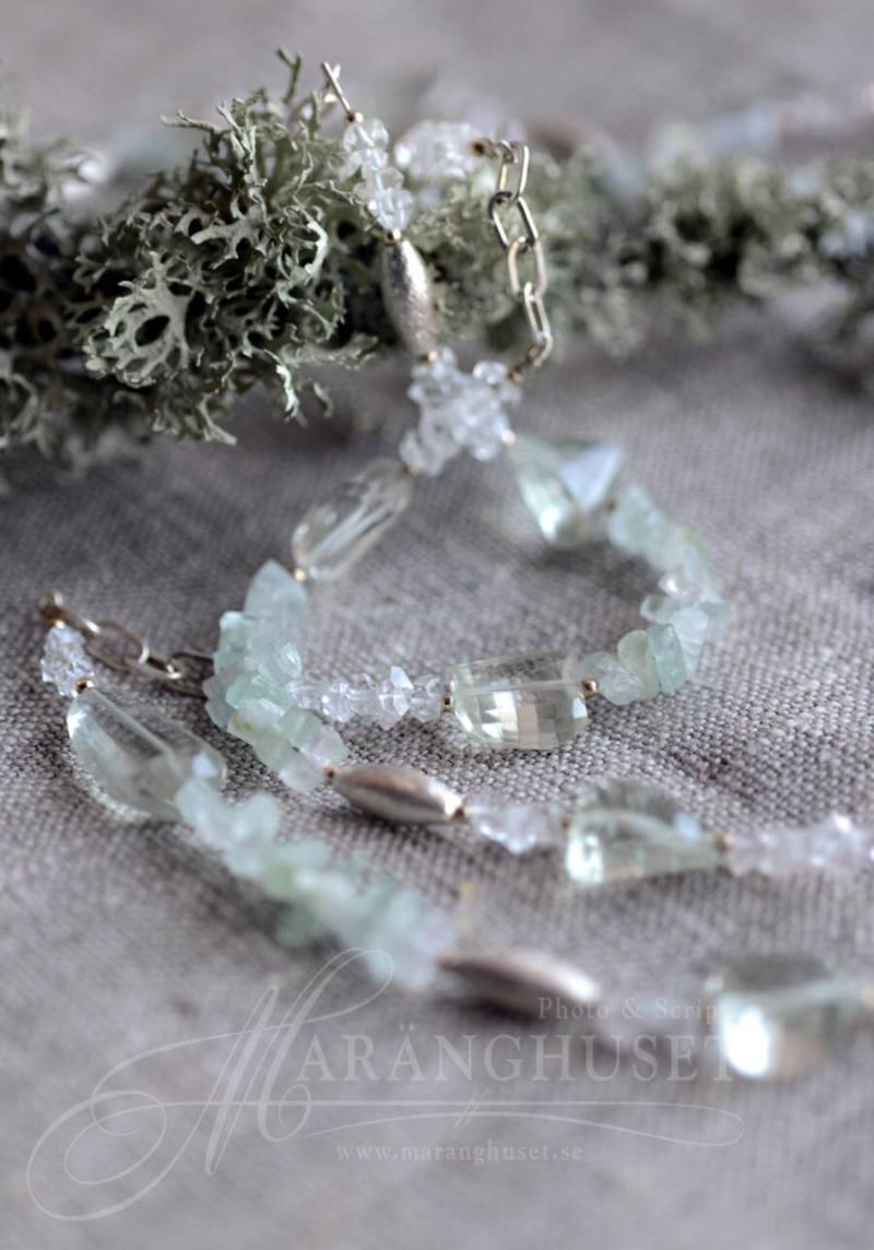 Halskette Mit Rohen Kristall Turmaline, Herkimer Diamant/Quarz Und Prasiolith, Oper Länge Halskette Mit Rohen Kristall Turmaline, Herkimer Diamant/Quarz Und Prasiolith, Oper Länge von IllunisMoon