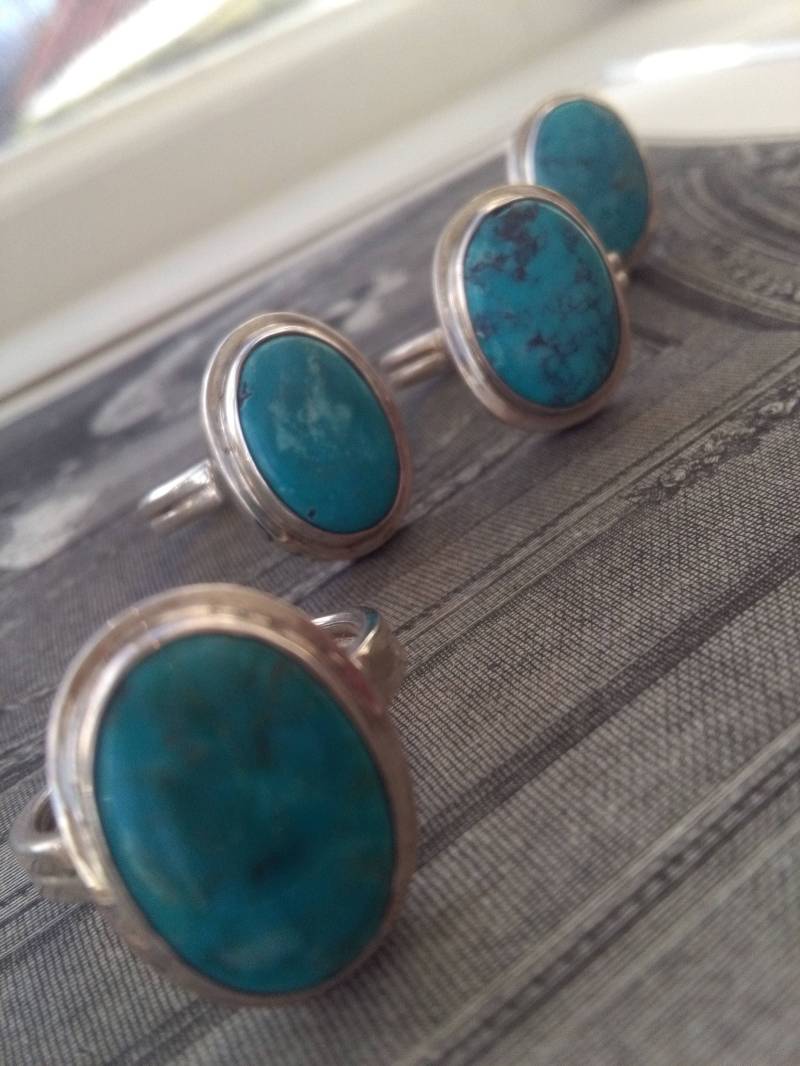 Türkis Ring, Natürlichen Türkis, Sterling Silberring, Cabochon, Echter Schmuck von IllunisMoon