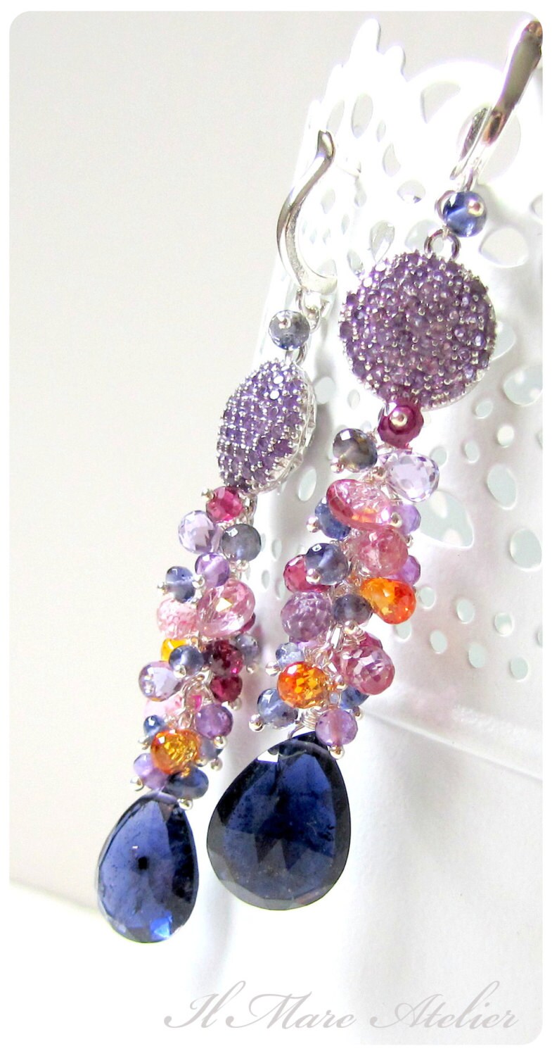 Amethyst, Iolith, Topas, Granat Ohrringe - Purple Sunset Amethyst, Iolith, Topas, Granat Ohrringe - Purple Sunset von IlmareAtelier