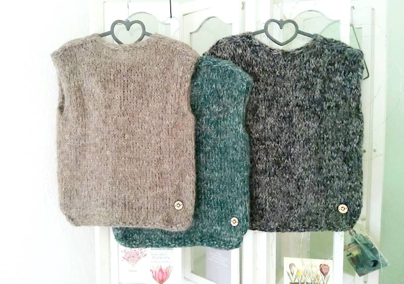 Alpaka/Seide 3 Farben Zusammen, Handgestrickt Pullunder/Pullover, Flauschig, Leicht, Farbauswahl von IlonasKreativStube