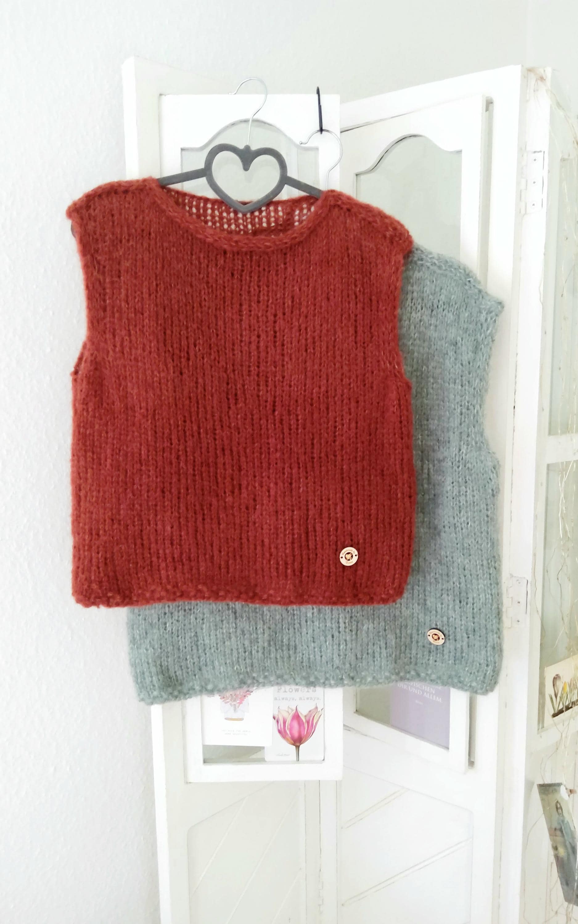 Alpaka/Seide Handgestrickt Pullunder/Pullover, Flauschig, Leicht, Frühling Sommer Farbauswahl von IlonasKreativStube