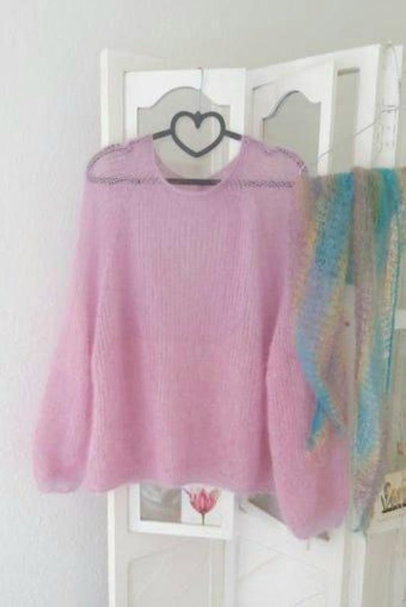 Mohair /Seide Strickpullover , Handgestrickt , Pulover, Damen, Handarbeit von IlonasKreativStube