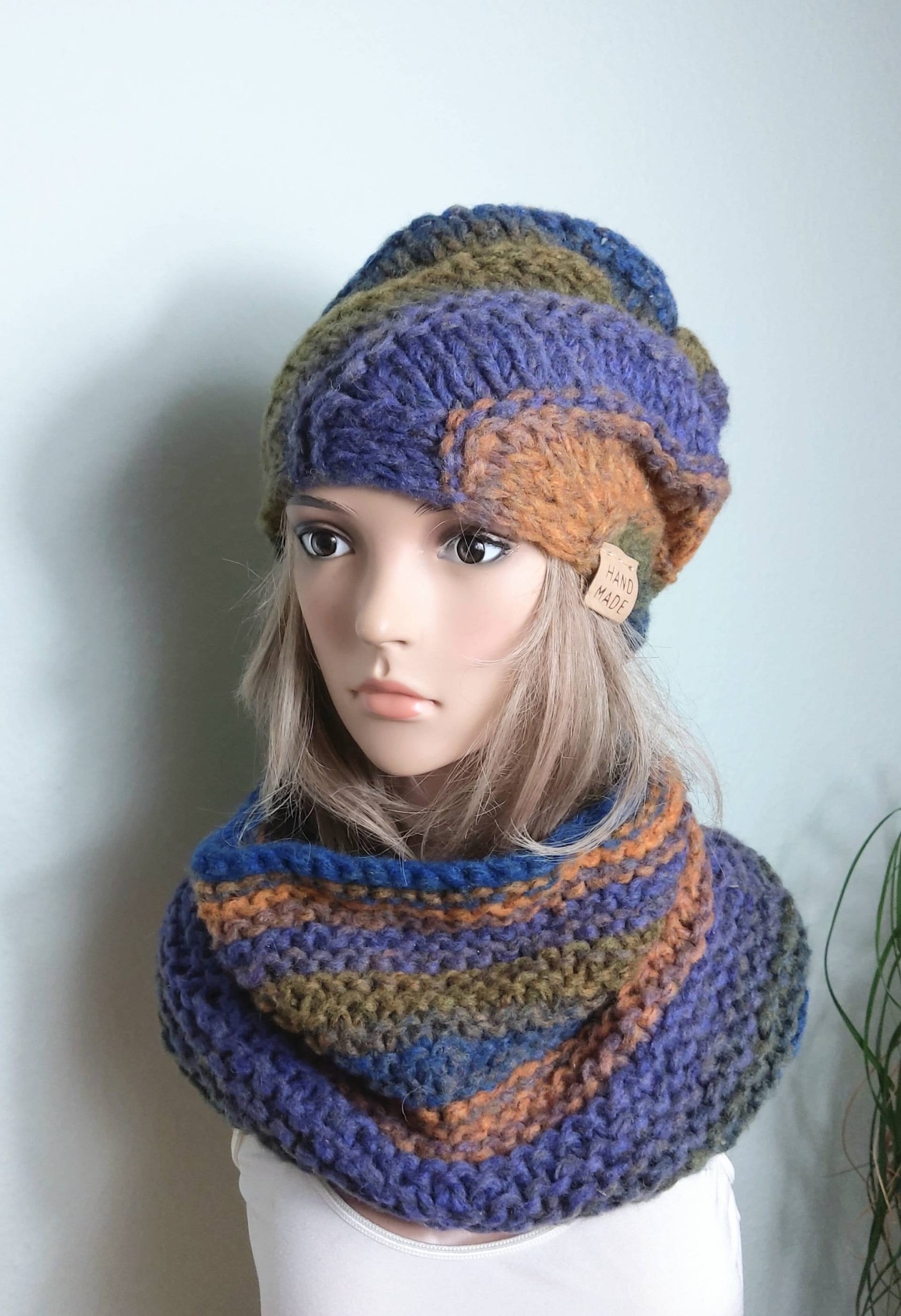 Setmütze Loop , Herbstfarben Farbverlauf , Fröhlich Bunt , Warm Weich Set von IlonasKreativStube