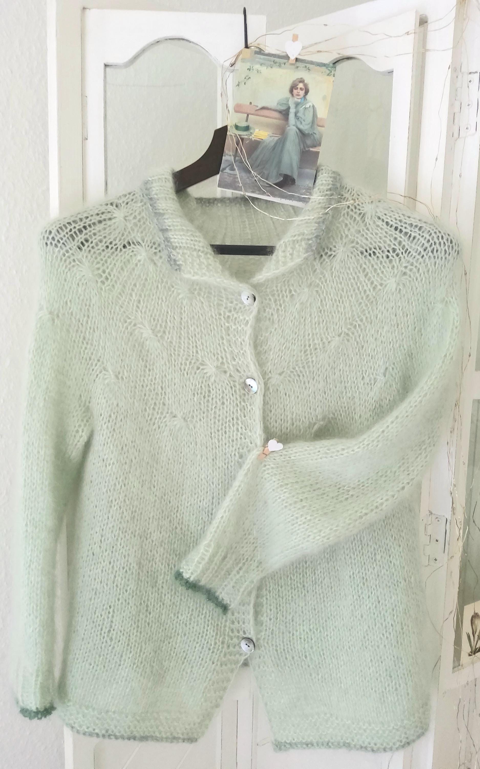 Versandbereit Mohair /Seide Strickjacke, Damen Kleidung , Abendjacke, Handgestrickt von IlonasKreativStube