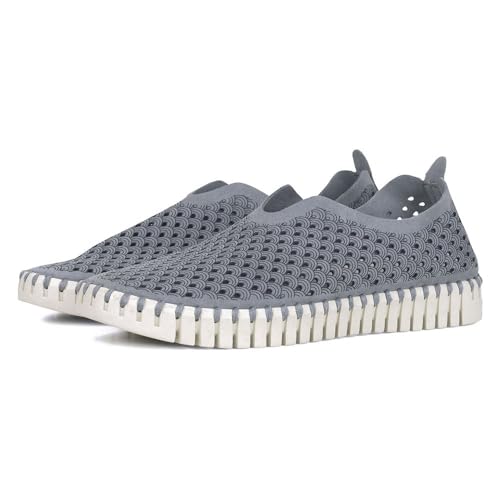 Ilse Jacobsen HORNBÆK | Flache Damen-Schuhe | Slip-On Sneaker mit Recyceltem Mikrofaser-Material und Rutschfester Natur-Gummisohle | Tulip3275 | Leicht Atmungsaktiv Umweltfreundlich | Grey | 40 von Ilse Jacobsen