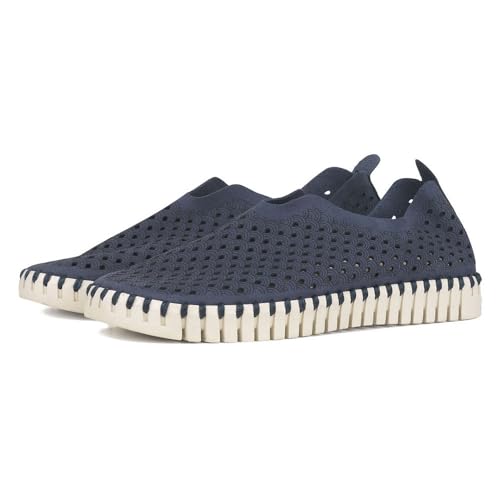 Ilse Jacobsen HORNBÆK | Flache Damen-Schuhe | Slip-On Sneaker mit Recyceltem Mikrofaser-Material und Rutschfester Natur-Gummisohle | Tulip3275 | Leicht Atmungsaktiv Umweltfreundlich | Navy | 42 von Ilse Jacobsen