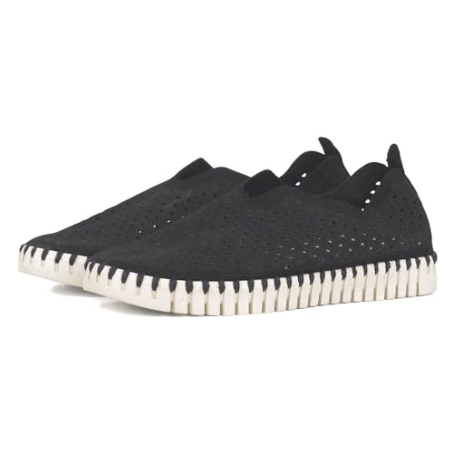 Ilse Jacobsen HORNBÆK | Flache Damen-Schuhe | Slip-On Sneaker mit Recyceltem Mikrofaser-Material und Rutschfester Natur-Gummisohle | Tulip3275 | Leicht Atmungsaktiv Umweltfreundlich | Schwarz | 37 von Ilse Jacobsen