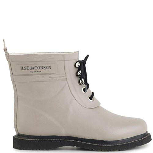 Ilse Jacobsen HORNBÆK | Kurze Damen Gummistiefel aus Natur Bio Gummi | Wasserdicht | PVC Frei | Halbhohe Stiefel mit Schnürsenkel aus Baumwolle | RUB2 | Grau 40 EU von Ilse Jacobsen
