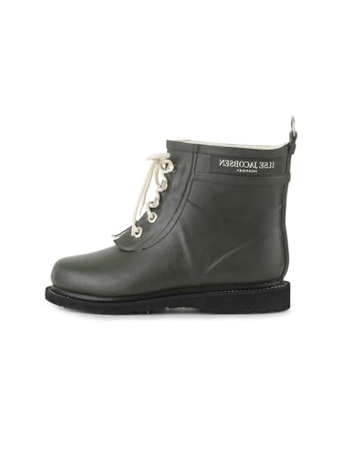 Ilse Jacobsen HORNBÆK | Kurze Damen Gummistiefel aus Natur Bio Gummi | Wasserdicht | PVC Frei | Halbhohe Stiefel mit Schnürsenkel aus Baumwolle | RUB2 | Grün 39 EU von Ilse Jacobsen