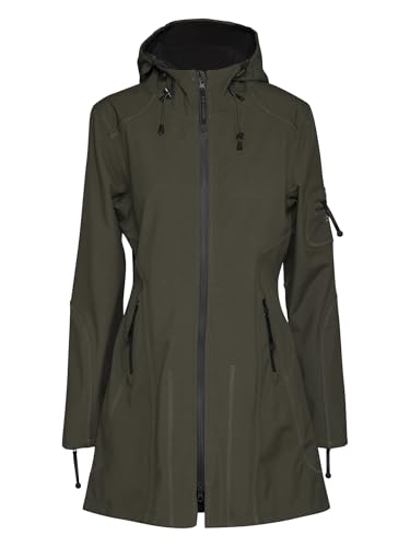 Ilse Jacobsen HORNBÆK | RAIN07 | Damen Parka mit Kapuze | Outdoor Regenjacke wasserdicht, Winddicht, atmungsaktiv | Softshell 100% Polyester | Army | 40 von Ilse Jacobsen