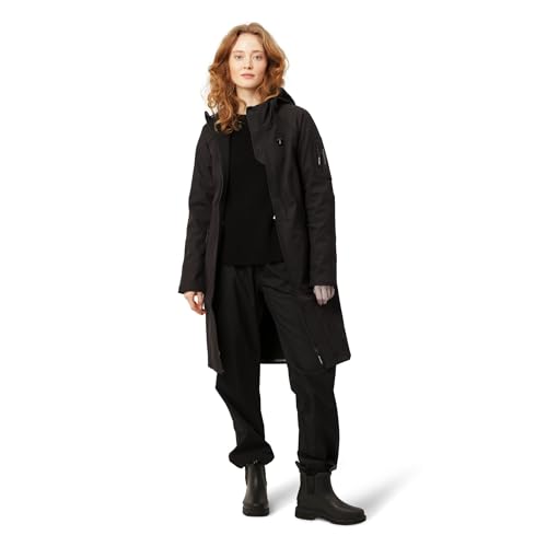 Ilse Jacobsen klassische knielange Damen Jacke | Outdoor Regen Parka wasserdicht, winddicht, atmungsaktiv | Softshell Polyester und Elastan | RAIN37L Schwarz 42 von Ilse Jacobsen