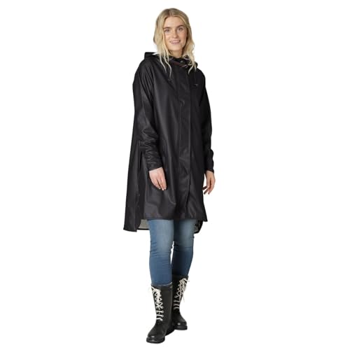 Ilse Jacobsen langer Damen Regen Parka | elegante A-Linie | abnehmbare Kapuze | wasserdicht winddicht | Polyester mit Gummi Überzug | RAIN71 Schwarz 38 von Ilse Jacobsen
