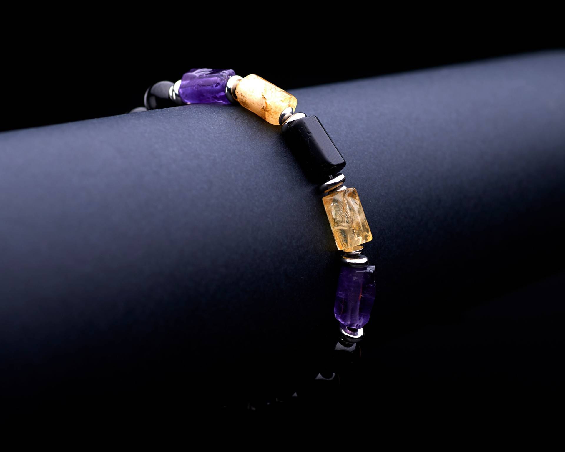 Echte Schwarze Turmalin Rohe Gelbe Citrin Amethyst Edelstahl Schutz Stretch Armband von Ilucension
