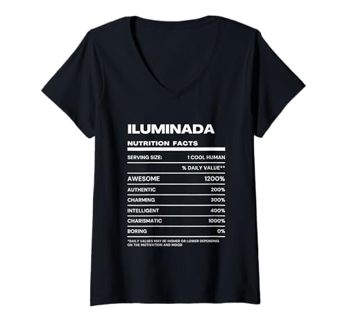 Damen Iluminada Durchschnittliche Nährwerte Name Lustig T-Shirt mit V-Ausschnitt Damen Iluminada Durchschnittliche Nährwerte Name Lustig T-Shirt mit V-Ausschnitt von Iluminada Nutrition Facts Name Funny Birthday