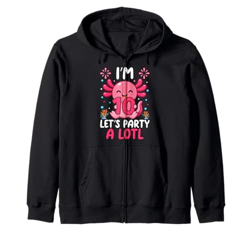 Axolotl 10th Birthday Boys Girls Kid Im 10 Party A Lotl Kapuzenjacke von Im 10 Party Axolotl 10year old Birthday Tees
