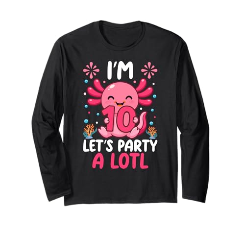 Axolotl 10th Birthday Boys Girls Kid Im 10 Party A Lotl Langarmshirt von Im 10 Party Axolotl 10year old Birthday Tees
