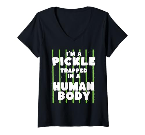 Damen Ich Bin eine Gurke gefangen in einem menschlichen Körper Gemüse Essiggurken Cucum T-Shirt mit V-Ausschnitt Damen Ich Bin eine Gurke gefangen in einem menschlichen Körper Gemüse Essiggurken Cucum T-Shirt mit V-Ausschnitt von Im A Pickle Trapped In A Human Body