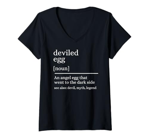 Damen Deviled Egg Definition Abendessen Humor Feinschmecker Thanksgiving T-Shirt mit V-Ausschnitt Damen Deviled Egg Definition Abendessen Humor Feinschmecker Thanksgiving T-Shirt mit V-Ausschnitt von Im Just Here For The Deviled Eggs Men Women Kids